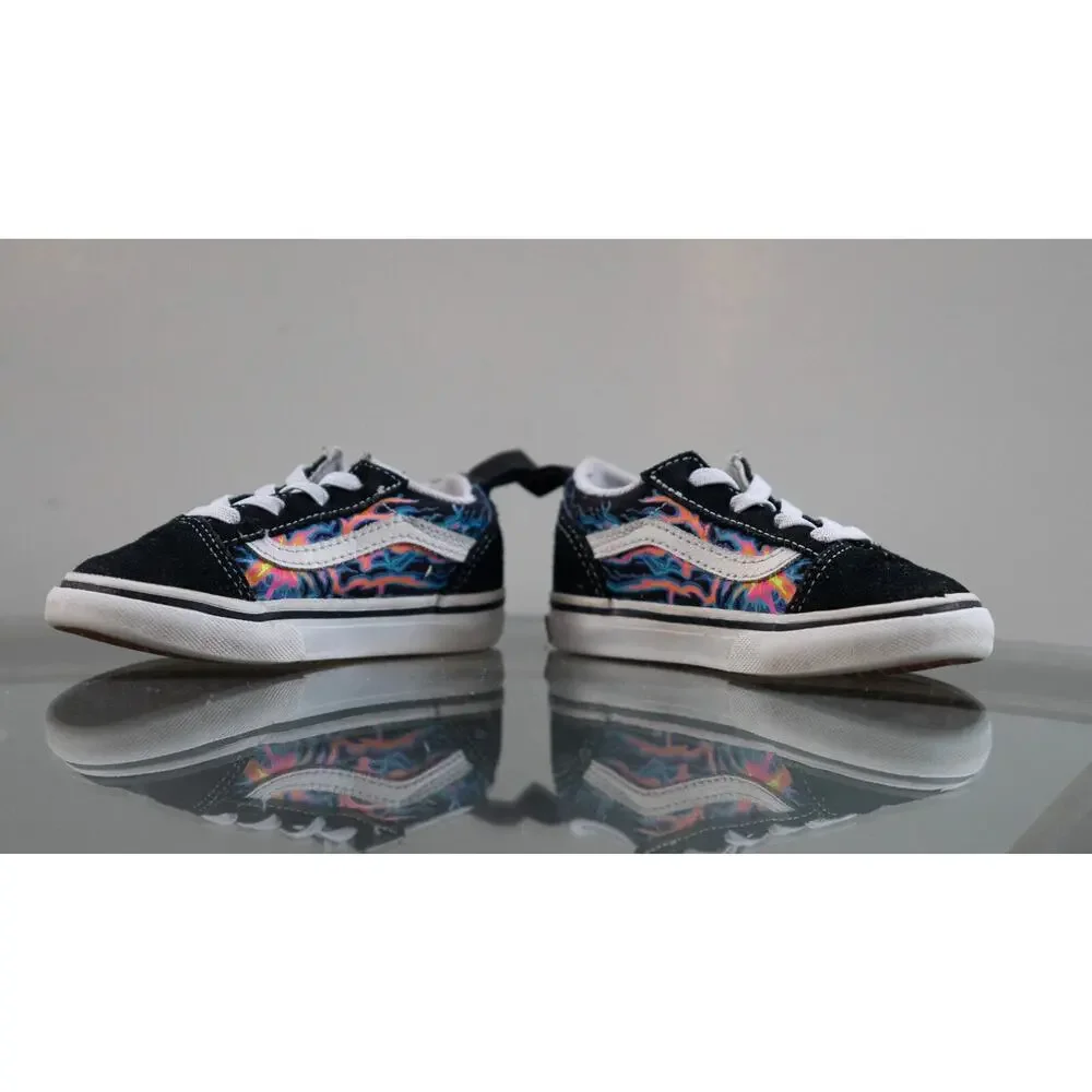 VANS Old Skool Electric Flames Shoes Youth Glow in the Dark Sneaker Toddler Sz 7